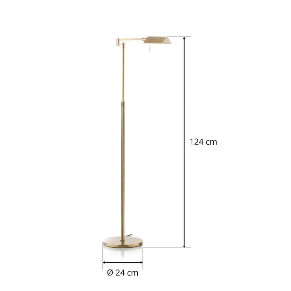 Gulvlamper|Gulvlamper ^ Knapstein Danuta justerbar LED-gulvlampe, mat messing