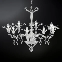Metallux Lysekroner > Dedalo lysekrone, 8 lyskilder, hvid