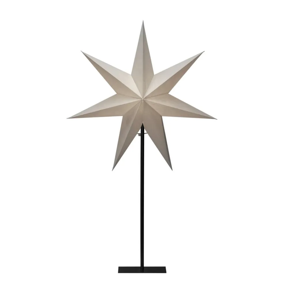 Julepynt|Julestjerner ^ Konstsmide Christmas Dekolampe papirstjerne, 7-takket, hvid højde 80 cm