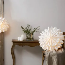 STAR TRADING Julepynt|Julestjerner > Dekorativ stjerne Cliff, papir, uden fatning hvid Ø 60cm