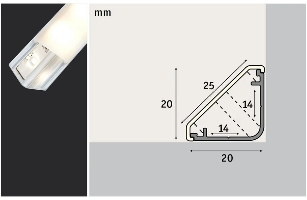 Paulmann Dekorationsbelysning|Led Strips > Delta-Profil til Your LED-Stripe-System, 1m