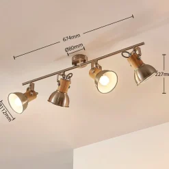Lindby Loftlamper > Dennis loftlampe med træ, 4 lyskilder.