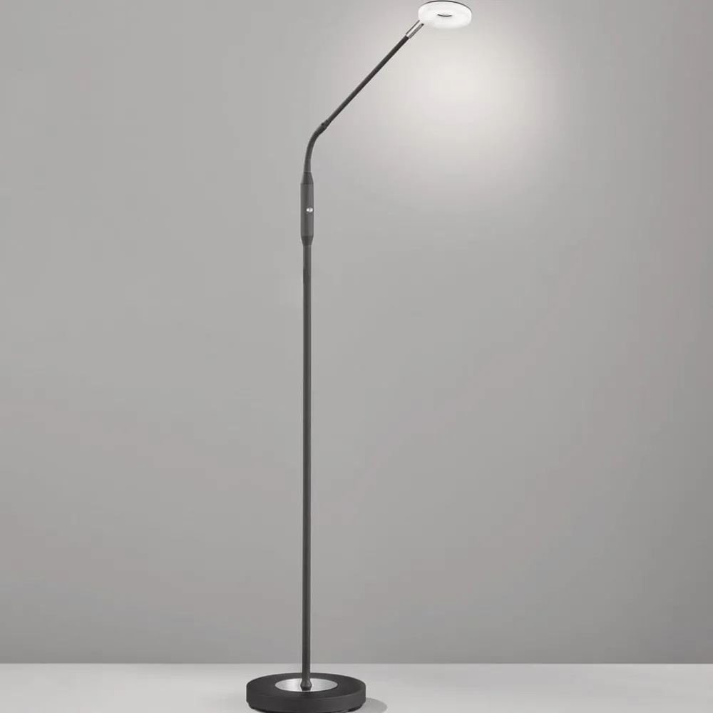 FISCHER & HONSEL Arbejdsrum/Kontor|Gulvlamper > Dent LED-gulvlampe, kan dæmpes, CCT, 1 lk., sort