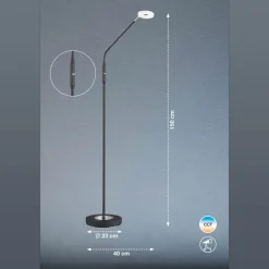 FISCHER & HONSEL Arbejdsrum/Kontor|Gulvlamper > Dent LED-gulvlampe, kan dæmpes, CCT, 1 lk., sort