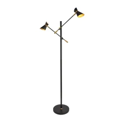 Gulvlamper ^ Searchlight Diablo LED-gulvlampe, sort/guld, metal, justerbar