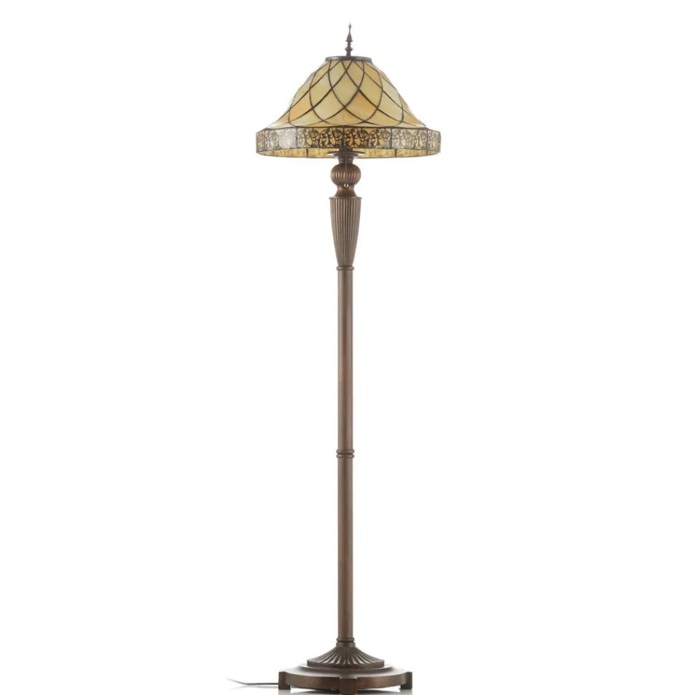 Clayre&Eef Gulvlamper|Gulvlamper > Diamond dekorativ gulvlampe med Tiffany-skærm