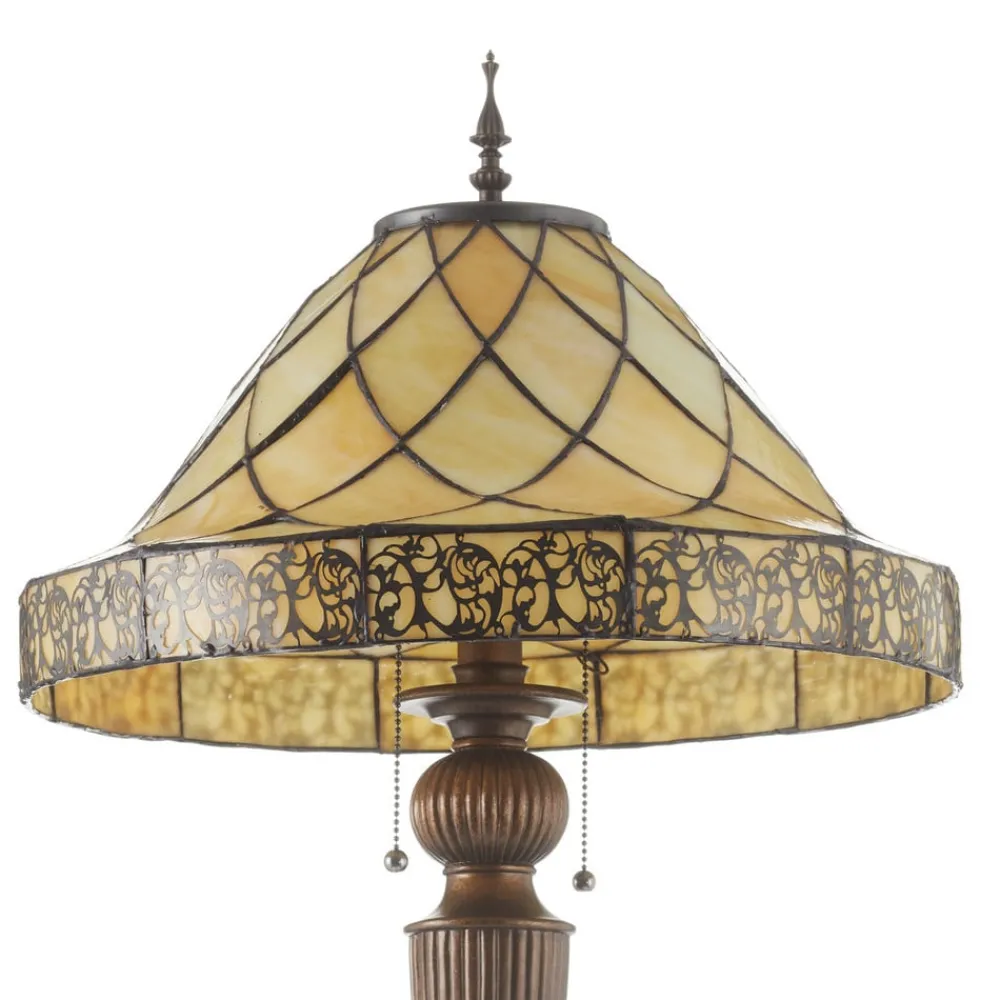 Clayre&Eef Gulvlamper|Gulvlamper > Diamond dekorativ gulvlampe med Tiffany-skærm