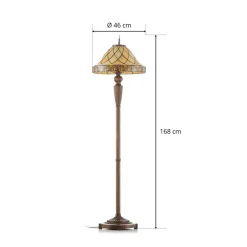 Clayre&Eef Gulvlamper|Gulvlamper > Diamond dekorativ gulvlampe med Tiffany-skærm