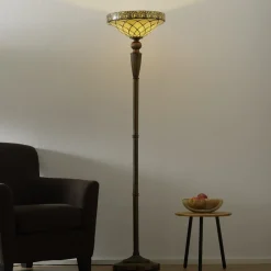 Clayre&Eef Gulvlamper|Gulvlamper > Diamond uplight i Tiffany-stil