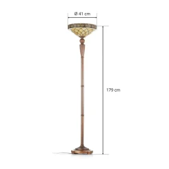 Clayre&Eef Gulvlamper|Gulvlamper > Diamond uplight i Tiffany-stil