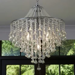 Lysekroner ^ Searchlight Dorchester lysekrone, krystalglas, 5 lyskilder, Ø 64 cm, E14