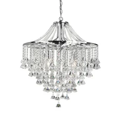 Lysekroner ^ Searchlight Dorchester lysekrone, krystalglas, 5 lyskilder, Ø 64 cm, E14