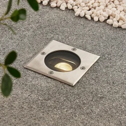 Nedgravet Udebelysning|Udendørs Spot ^ Lucande Doris - LED-gulvspot til indbygning, kantet form