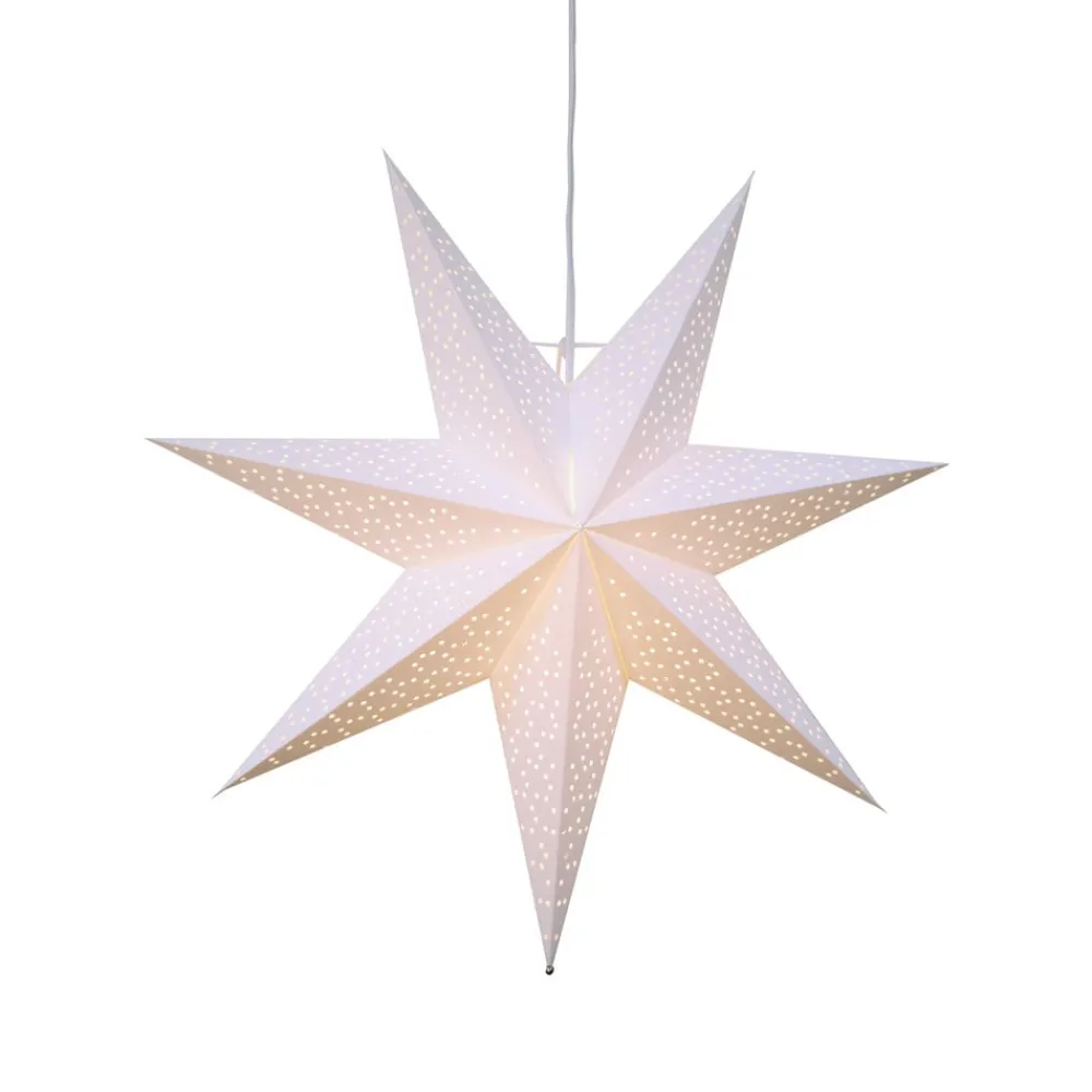 STAR TRADING Dekorationsbelysning|Julepynt > Dot papirstjerne med hulmønster, hvid Ø 54 cm