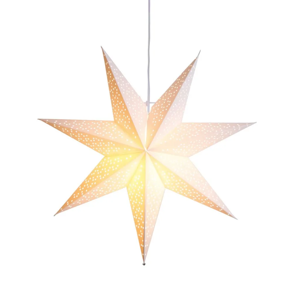 STAR TRADING Dekorationsbelysning|Julepynt > Dot papirstjerne med hulmønster, hvid Ø 54 cm