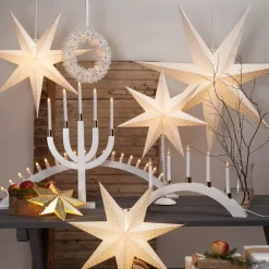 STAR TRADING Dekorationsbelysning|Julepynt > Dot papirstjerne med hulmønster, hvid Ø 54 cm