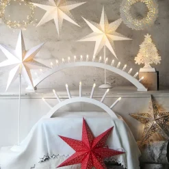 STAR TRADING Dekorationsbelysning|Julepynt > Dot papirstjerne med hulmønster, hvid Ø 54 cm