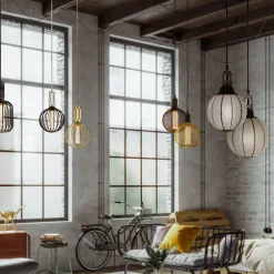 Filament Pære ^ Searchlight Drum LED-pære, sort, E27, 3,5 W, 1.800 K, dæmpbar