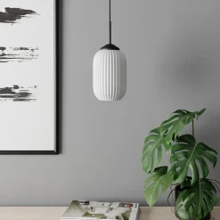 Dyberg Larsen Pendellamper|Pendellamper > Riflet pendellampe i glas, Ø 14 cm