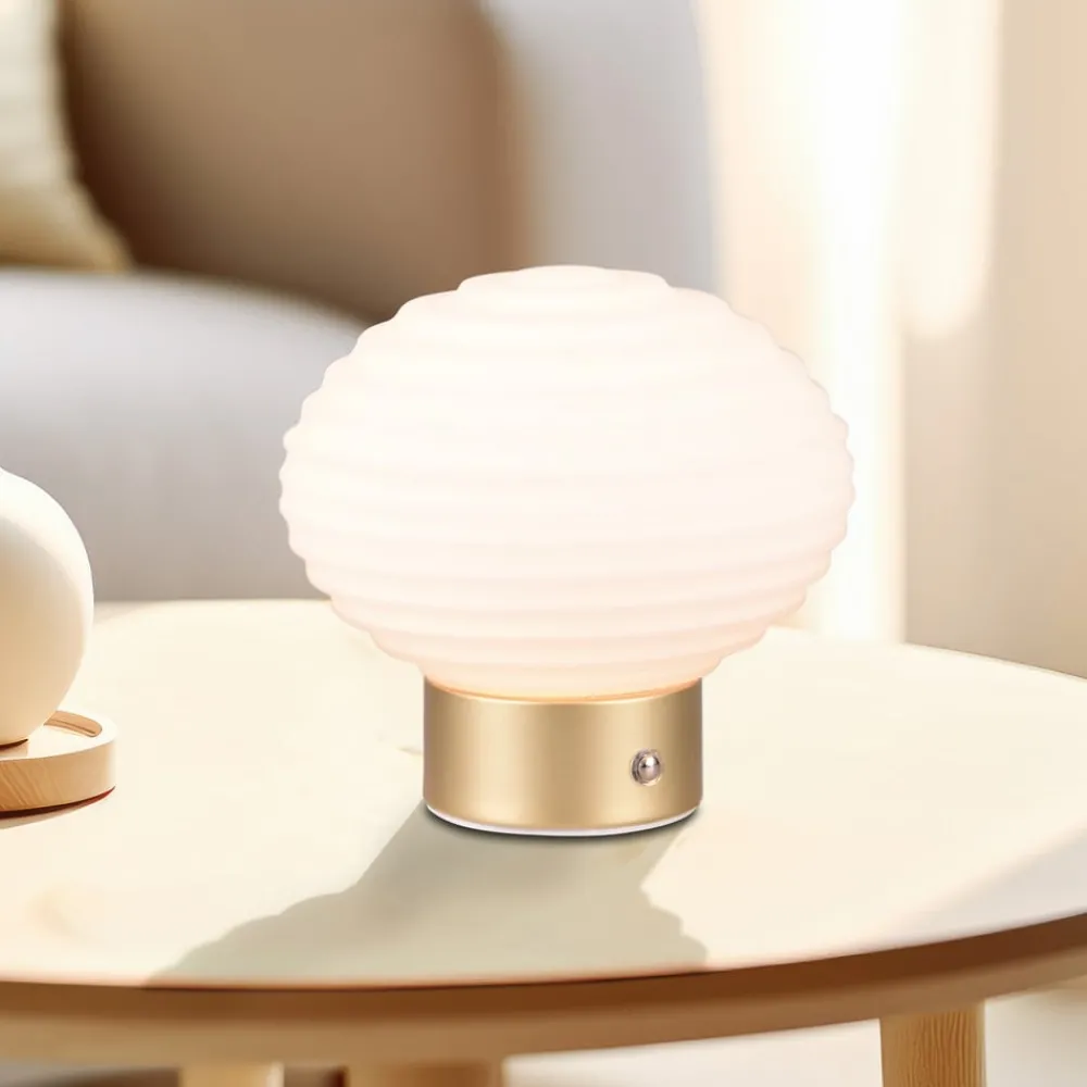Reality Leuchten Bordlamper > Earl LED genopladelig bordlampe, sort/røget, højde 14,5 cm, glas