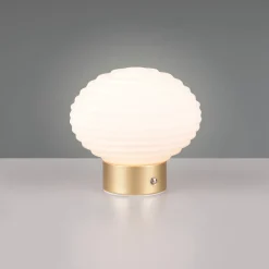 Reality Leuchten Bordlamper > Earl LED genopladelig bordlampe, sort/røget, højde 14,5 cm, glas