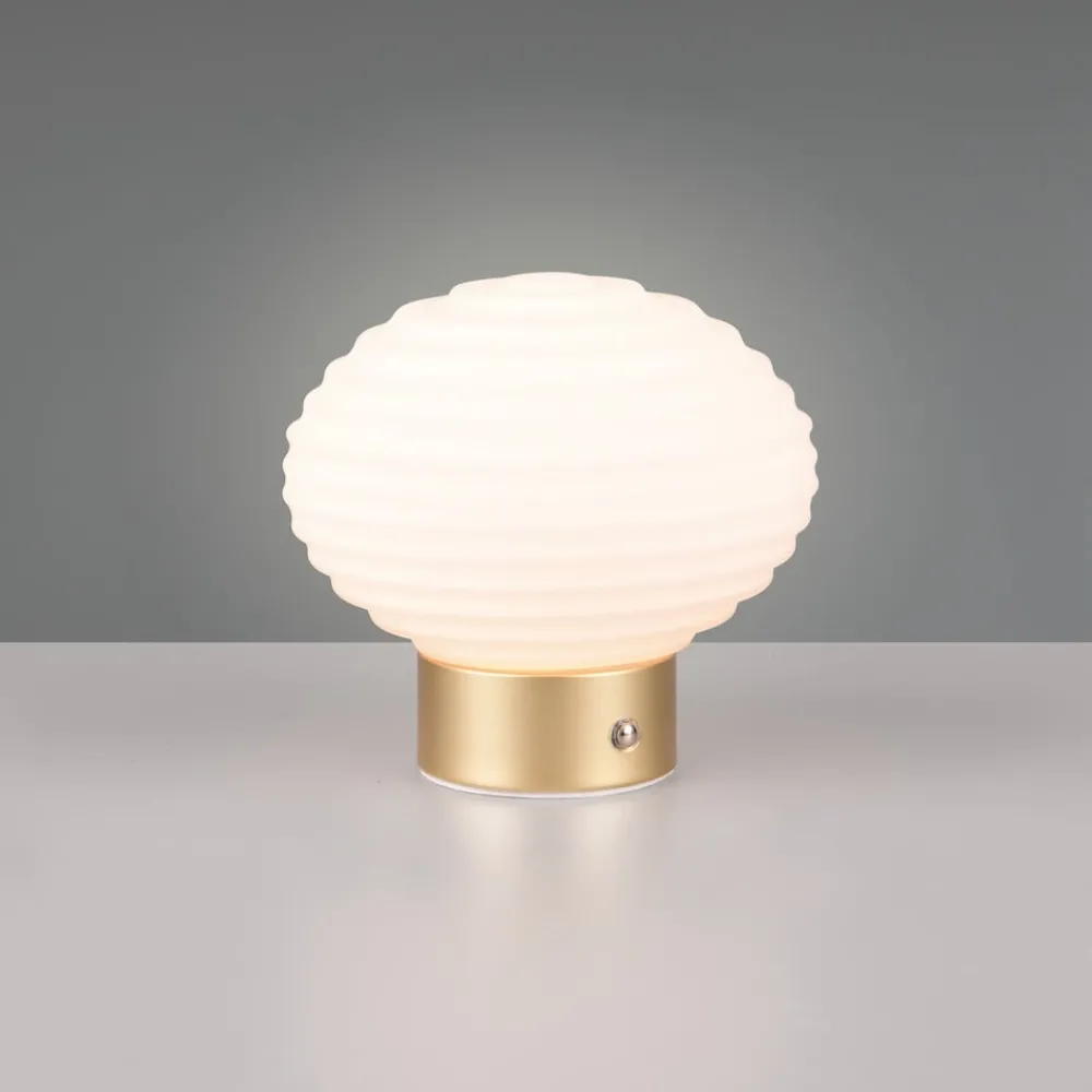 Reality Leuchten Bordlamper > Earl LED genopladelig bordlampe, sort/røget, højde 14,5 cm, glas