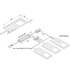 Underskabsbelysning ^ Hera Eco-Pad F LED-underskabsbelysning, 3, 3.000 K sort
