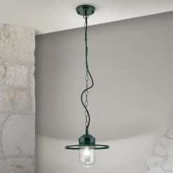 ORION Udendørs Pendellamper > Edward udendørs hængelampe, grøn, Ø 27,5 cm, aluminium/glas