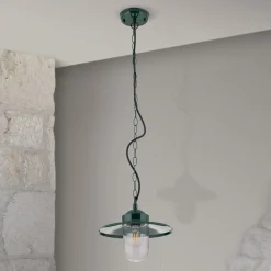 ORION Udendørs Pendellamper > Edward udendørs hængelampe, grøn, Ø 27,5 cm, aluminium/glas
