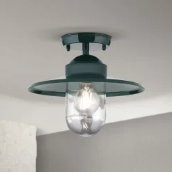 ORION Udendørs Loftlamper > Edward udendørs loftlampe, grøn, Ø 27,5 cm, aluminium/glas