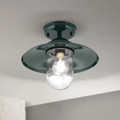 ORION Udendørs Loftlamper > Edward udendørs loftlampe, grøn, Ø 27,5 cm, aluminium/glas