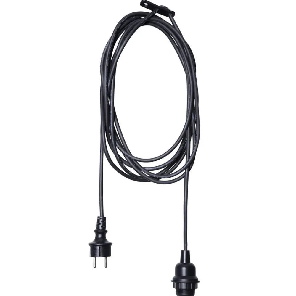 STAR TRADING Elektroniske Materialer > E27-fatning med Ute-kabel, 2,5 m, sort