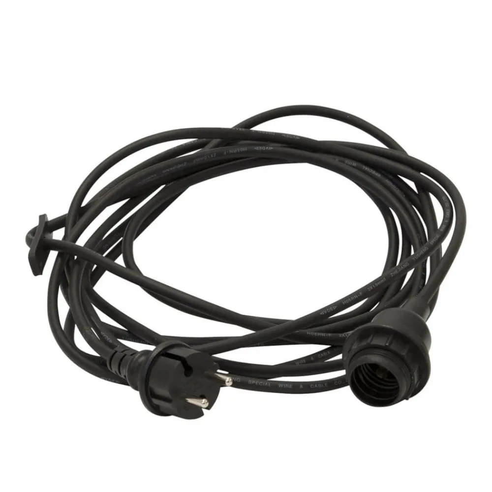 Elektroniske Materialer ^ STAR TRADING E27-fatning med Ute-kabel, 5 m, sort
