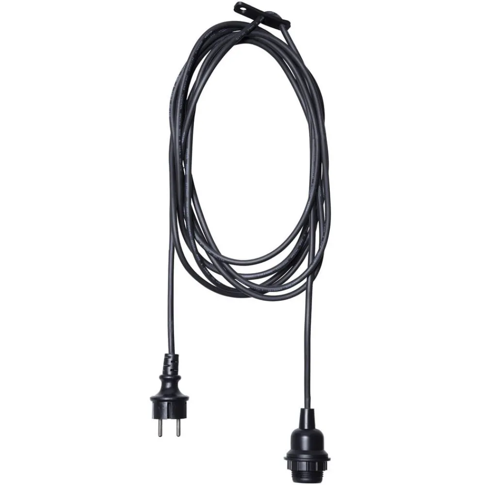Elektroniske Materialer ^ STAR TRADING E27-fatning med Ute-kabel, 5 m, sort