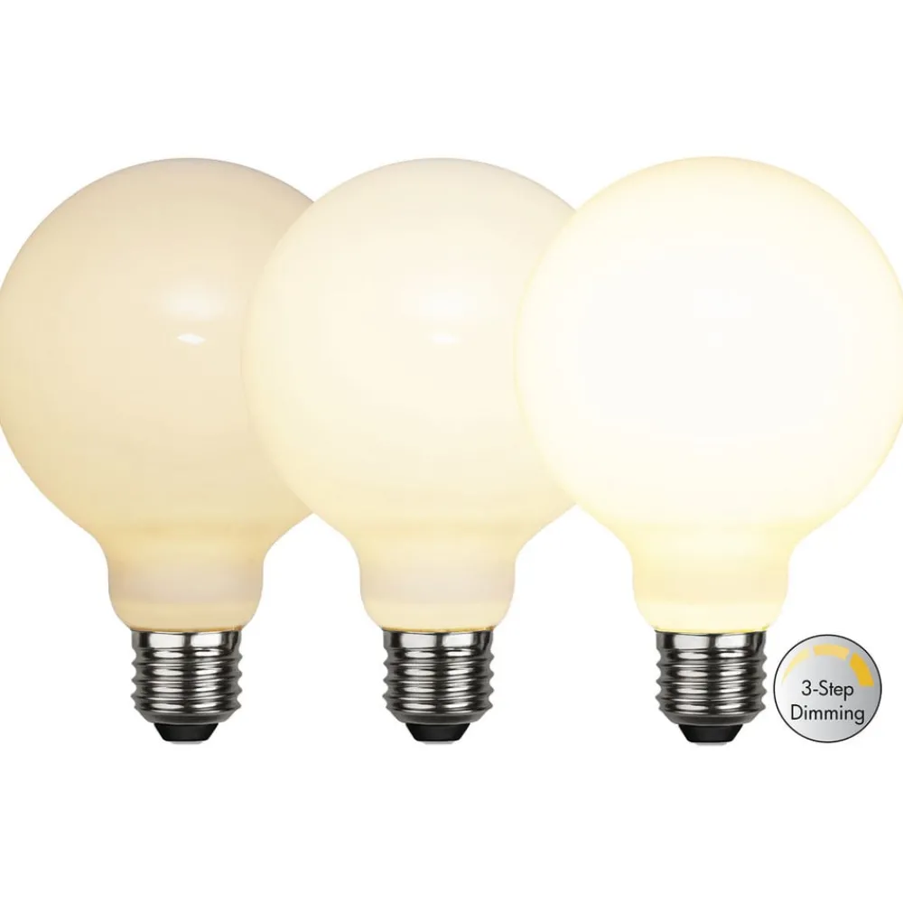 Dæmpbar Led-Pære ^ STAR TRADING E27 G95 LED-globepære 7,5 W 3-trins-dæmpning opal