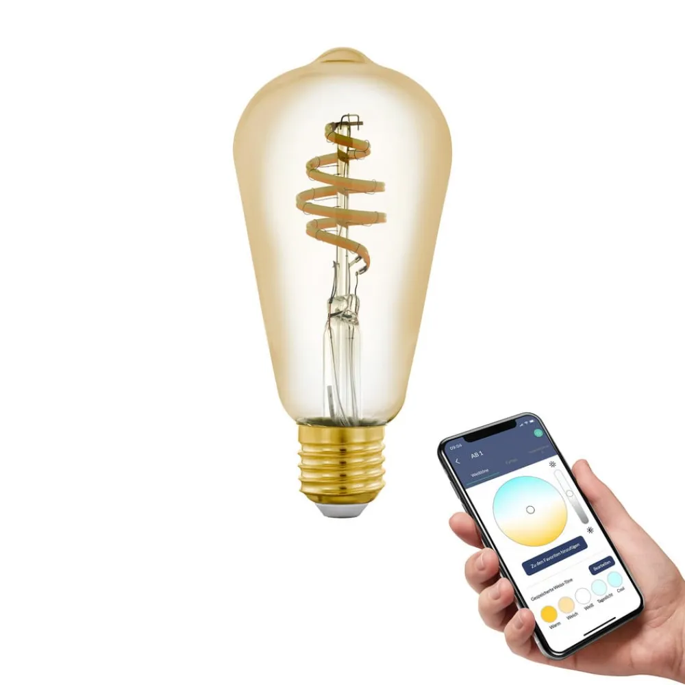 Filament Pære|Smarte Lyskilder ^ EGLO connect E27 ST64 LED-pære 5,5W 400lm CCT