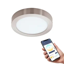 Loftlamper ^ EGLO connect Fueva-Z loftslampe, Ø 21cm nikkel