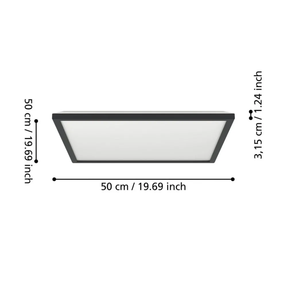 Loftlamper ^ EGLO connect LED-loftlampe Rovito-Z, sort, 50 x 50 cm