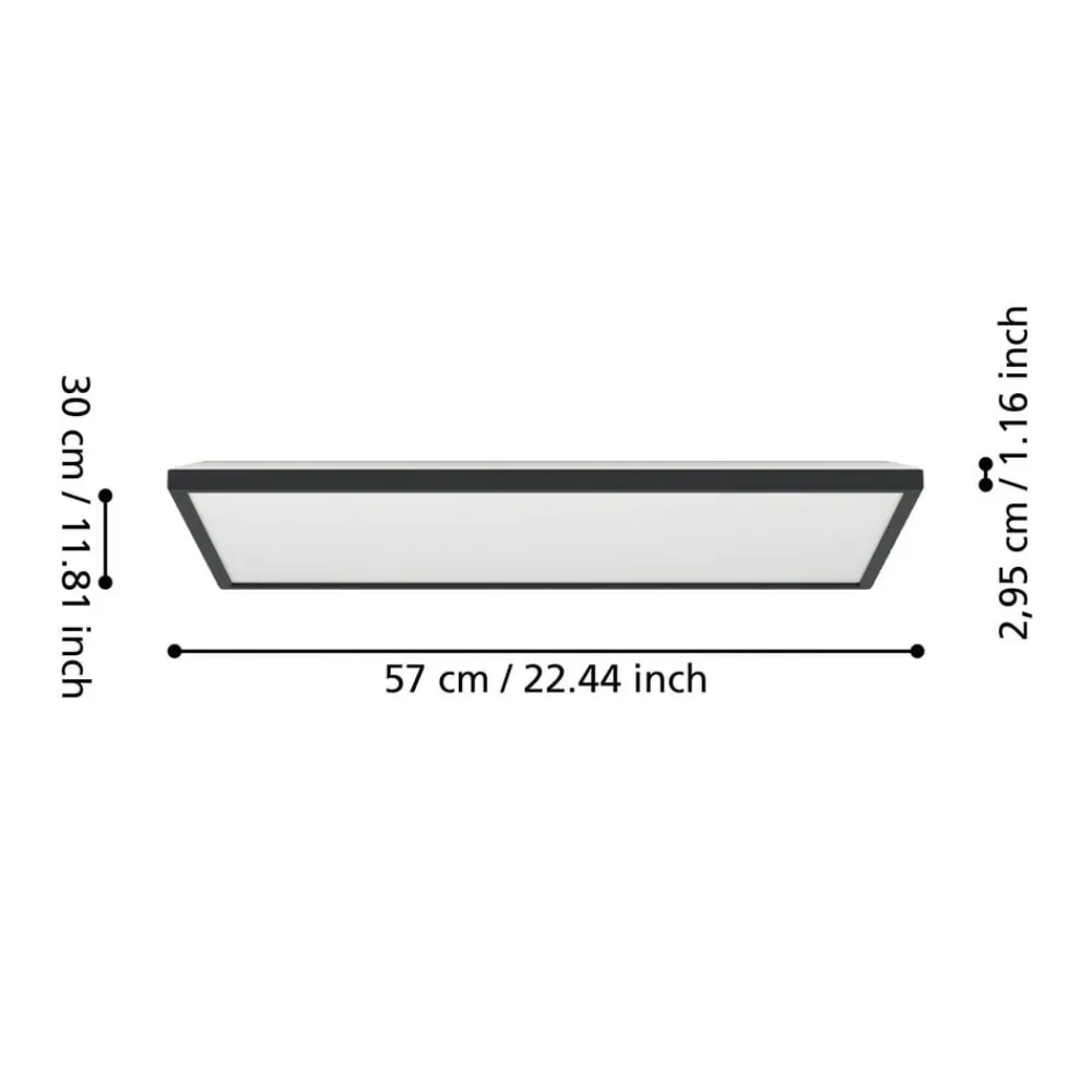 Loftlamper|Loftlamper ^ EGLO connect LED-loftlampe Rovito-Z, sort, 57 x 30 cm