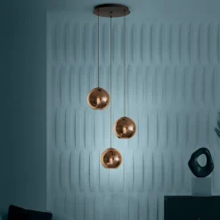 Pendellamper ^ Stars of Light EGLO Hængelampe Cordoba, 3 lyskilder, rund, kobber