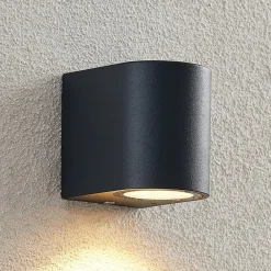 ELC Væglamper > udendørs væglampe Fijona, rund, 8,1 cm, grå, aluminium