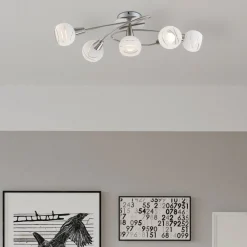Globo Loftlamper > Elliott loftlampe, længde 62 cm, mat nikkel, metal/glas