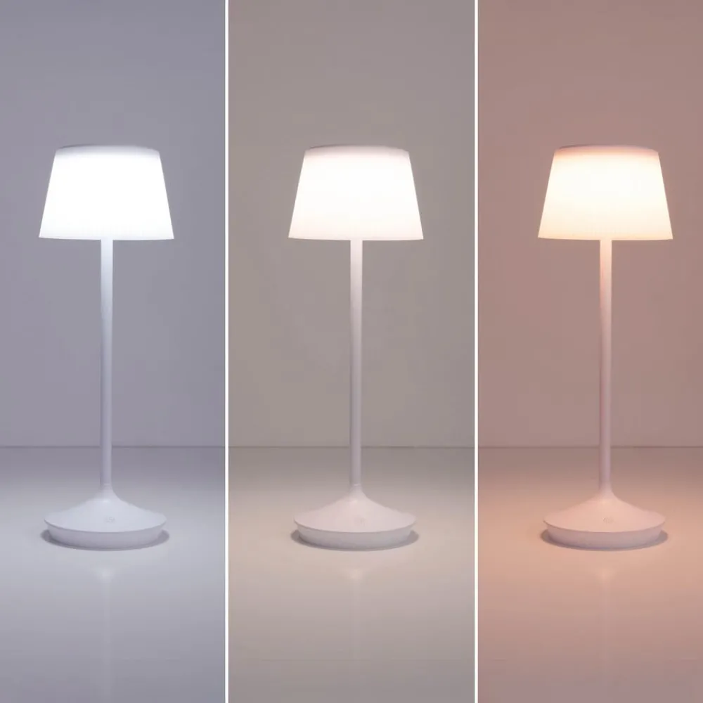 Näve Solcellelamper > Emmi LED-bordlampe, solcelle, CCT, opladelig, hvid