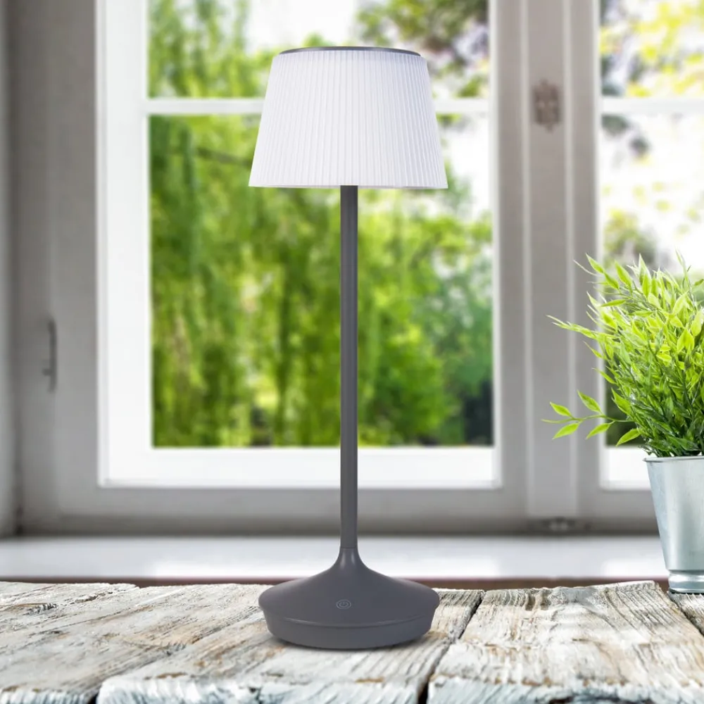 Solcellelamper ^ Näve Emmi LED-bordlampe, solcelle, CCT, opladelig, grå