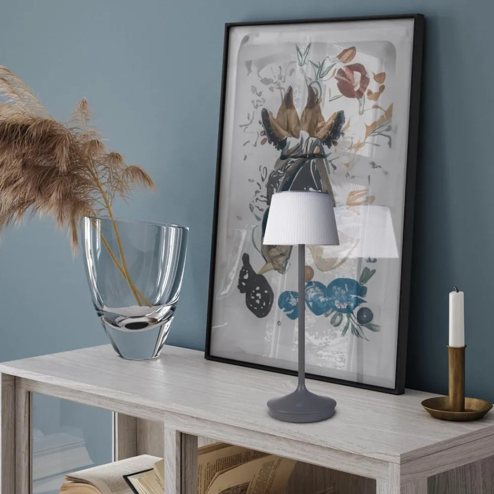 Solcellelamper ^ Näve Emmi LED-bordlampe, solcelle, CCT, opladelig, grå