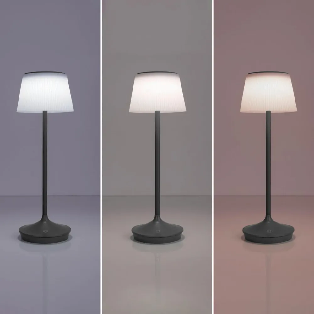 Solcellelamper ^ Näve Emmi LED-bordlampe, solcelle, CCT, opladelig, grå