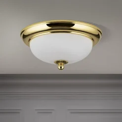 ORION Loftlamper > Empire loftlampe, Ø 26,5 cm, guld, matteret opalglas