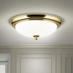 Gang|Loftlamper ^ ORION Empire loftlampe, Ø 35,5 cm, guld, matteret opalglas