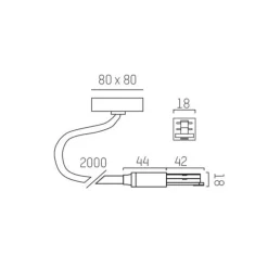 Skinnesystem ^ Molto Luce Endetilkobling Volare, kabel 2 m, baldakin, alu