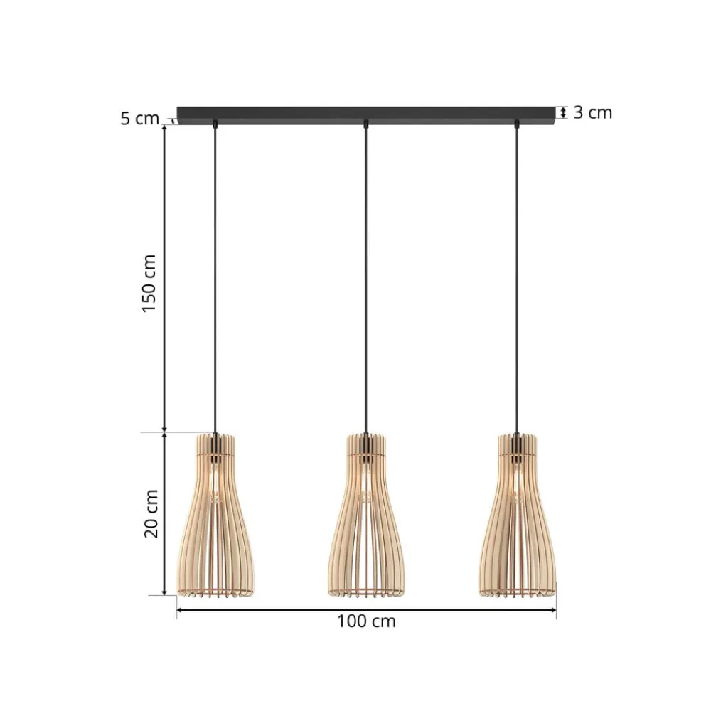 Bæredygtige Lamper|Pendellamper ^ Envostar Furn pendel, birkekrydsfiner, 3fl